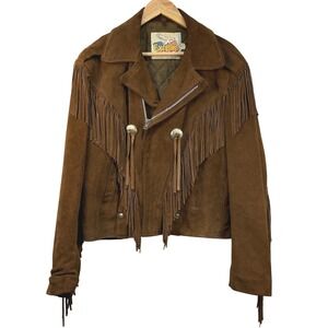 Brown Suede‎ Fringe Jacket Size 44